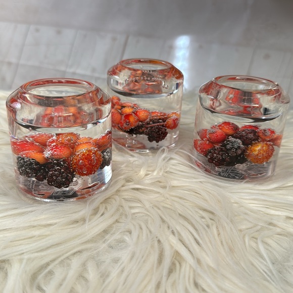 Dreamlight Traumlicht Votive Candle Holders Germany Decorative Berries set of 3 - Picture 2 of 9